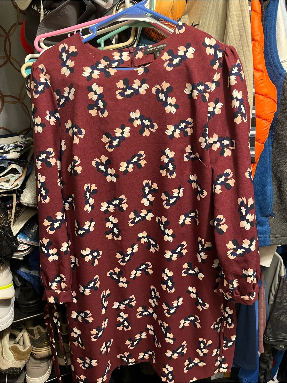 Banana Republic Burgundy Floral Shift Dress